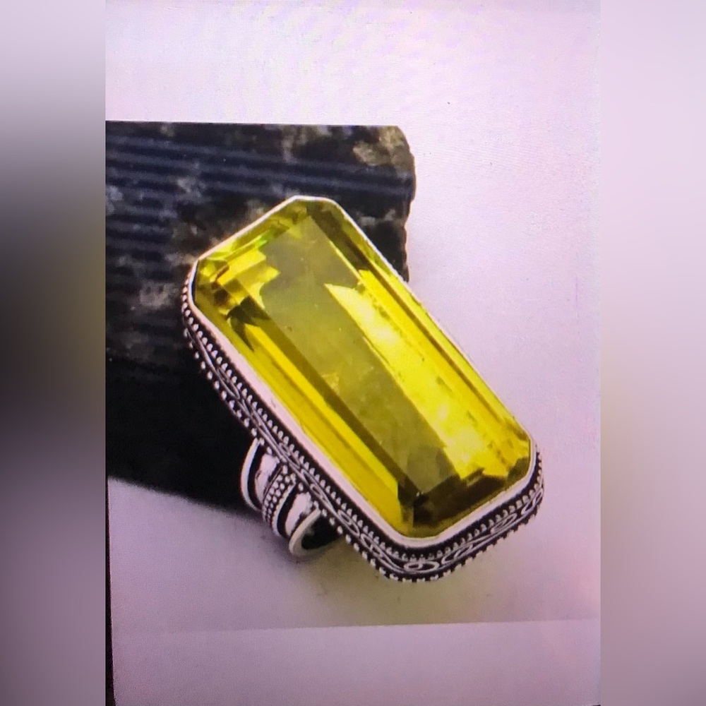 Lemon Topaz Stamped 925 Sterling Silver Ring